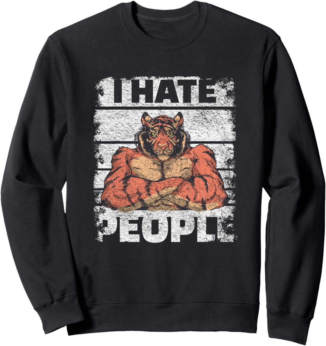 Ich hasse Menschen - Muskulöser Tiger Trainings Sweatshirt