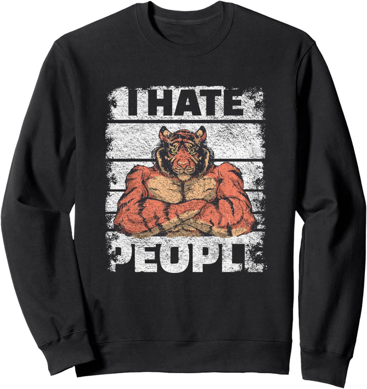Ich hasse Menschen - Muskulöser Tiger Trainings Sweatshirt