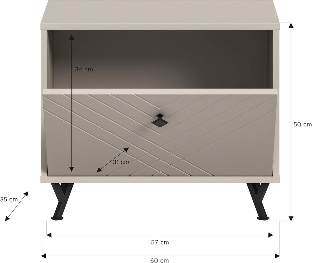 xonox.home Garderobe Notes Sitzbank Bank Garderobenbank Flurbank Truhe Front sandbeige melamin Korpu