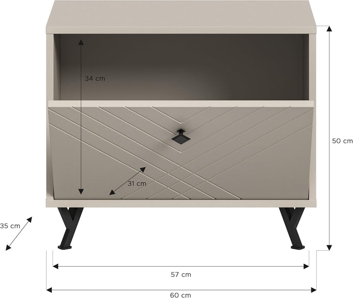 xonox.home Garderobe Notes Sitzbank Bank Garderobenbank Flurbank Truhe Front sandbeige melamin Korpu
