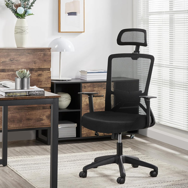 Yaheetech Bürostuhl Ergonomisch Schreibtischstuhl mit Armlehnen und Verstellbarer Kopfstütze, Drehst