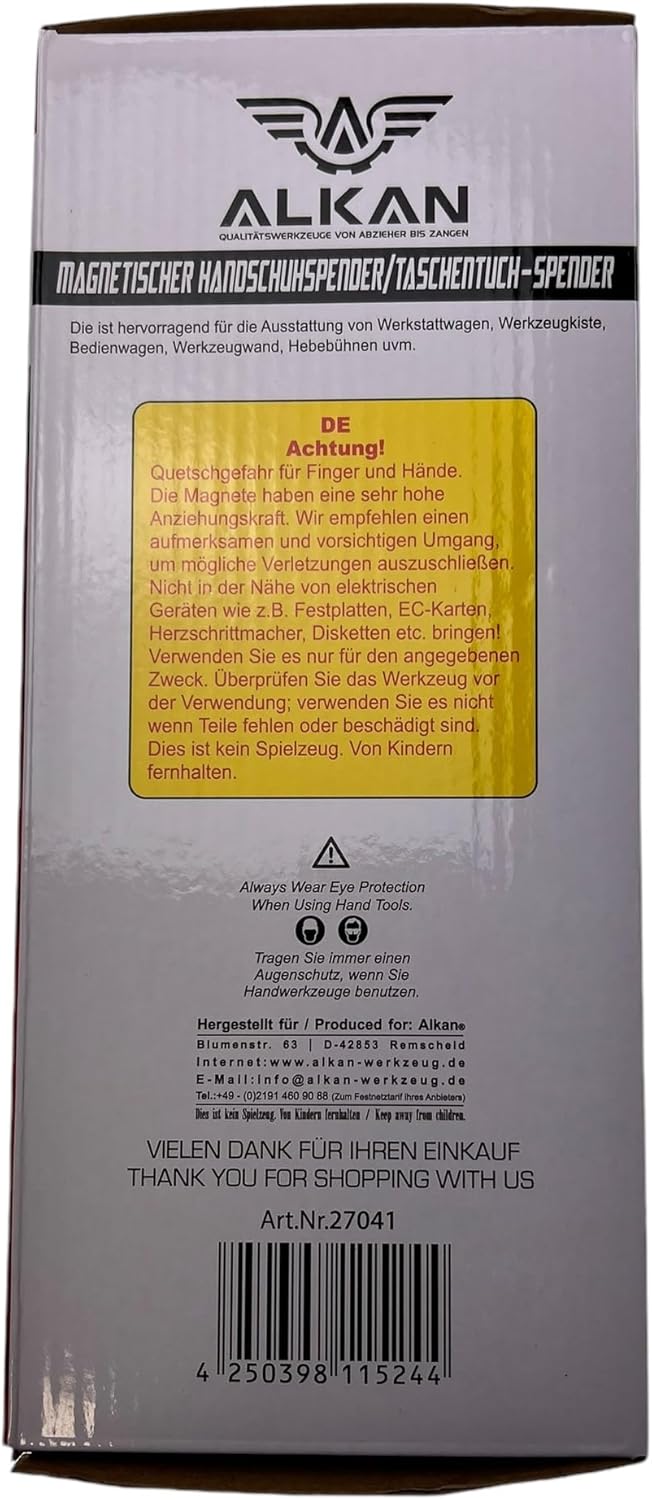 Alkan 27041 Magnetischer Halter für Einweghandschuhe und Taschentuch-Box/Handschuhhalter (Handschuhs