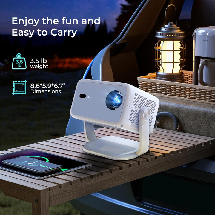 Smart Beamer Integrierte Apps 12000 Lumens Native 1080P 4K kompatibel, Autofokus Keystone Mini Proje
