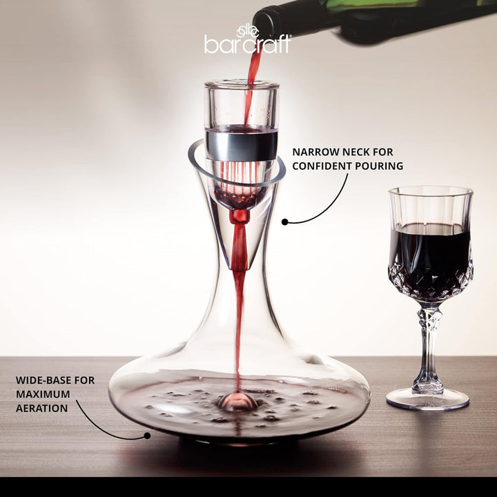 BarCraft Luxus Wein Dekanter Set in Geschenkbox, Glas, Transparent, 1,5 Liter Elegante, Elegante