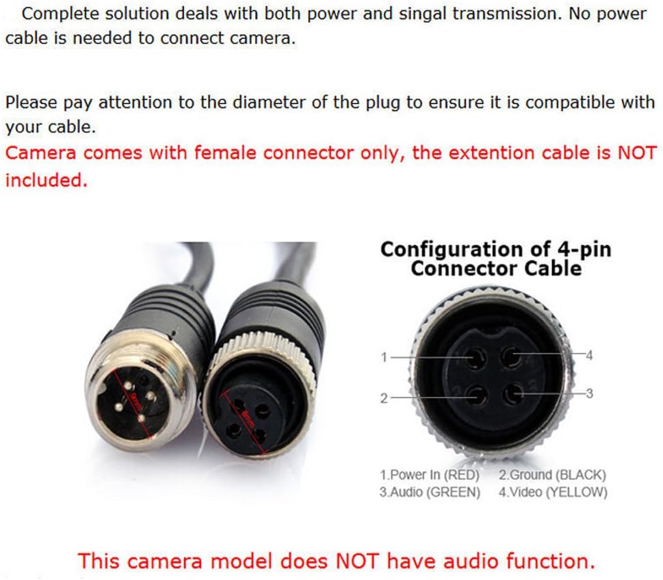 Rückfahrkamera Camecho IR Nachtsicht wasserdichte Rückfahrkamera + 10 Mt 4 Pins Kabel Kit für Auto B