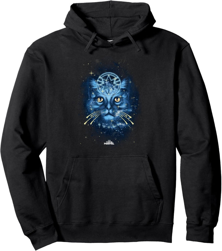 Captain Marvel Goose The Cat Blue Hue Galaxy Portrait Pullover Hoodie