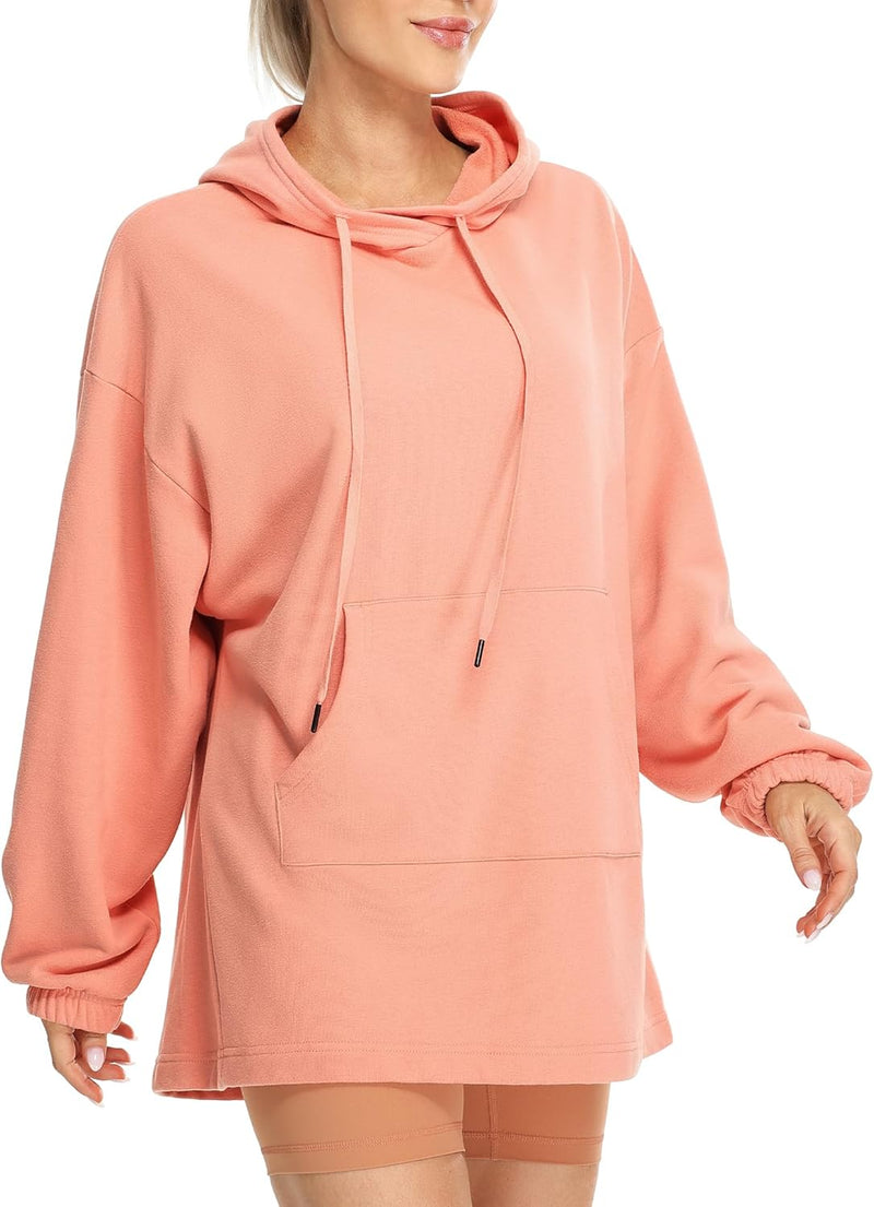 icyzone Damen Lang Oversize Hoodie Fleece Kapuzenpullover Casual Sweatshirt mit Kängurutasche S Came