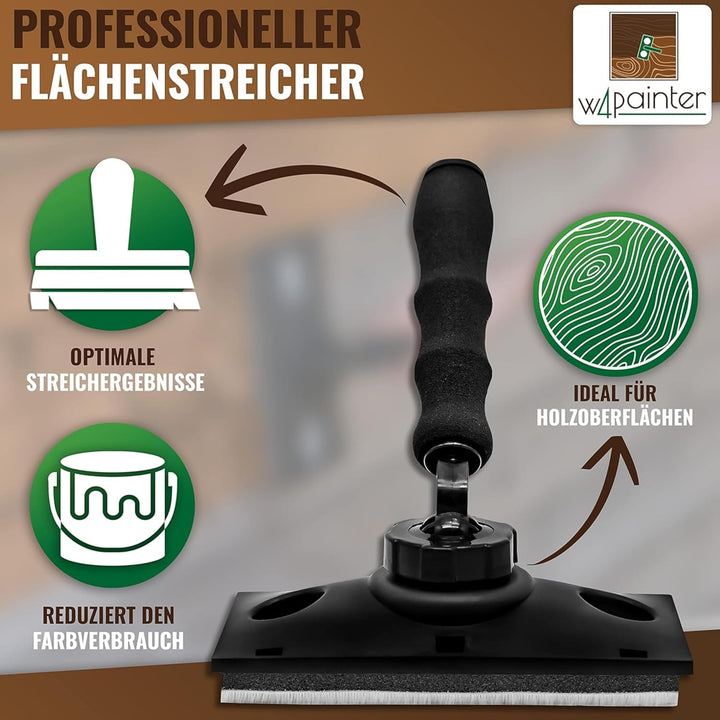 W4 Flächenstreicher für Holz - 3er Streichset Holz - ideale Pinsel Alternative - Streichwerkzeug für