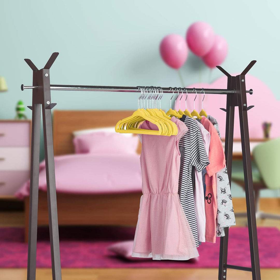 Relaxdays 40 x Kleiderbügel Kinder im Set, rutschfest, Kinderbügel mit Samtbezug, weiche Babybügel,