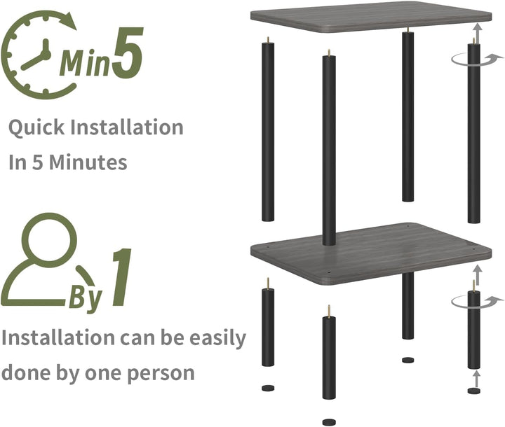 APICIZON Beistelltisch Holz, 2 Tier Nachttisch Schmal, 40x30x52cm, Beistelltisch Klein mit Stauraum,