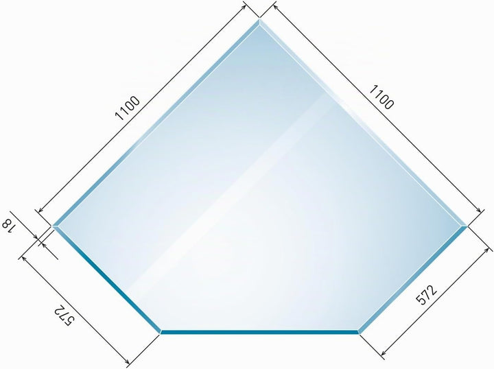 raik Glasplatte Bodenplatte 110 x 110 cm Kamin Funkenschutzplatte Funkenschutz flach mit Facette Dia