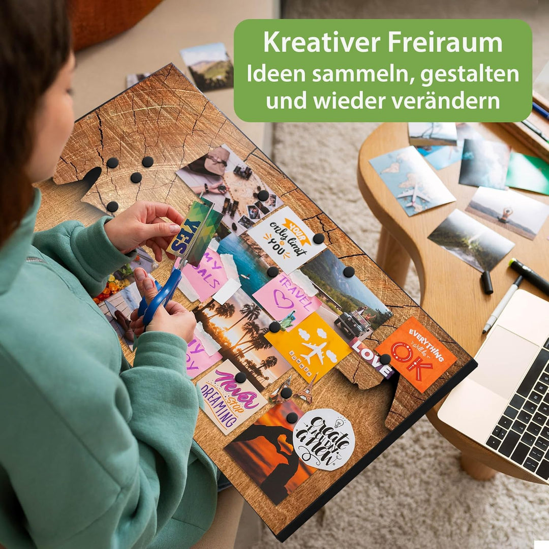 banjado Magnettafel schwarz 78 x 37cm / Magnetwand Metall/Magnetpinnwand als Memoboard/Pinnwand Magn