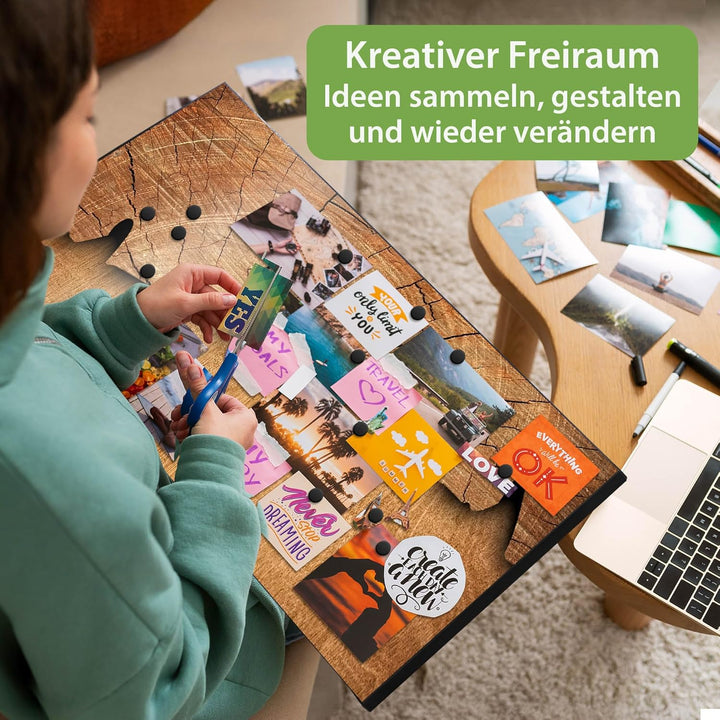 banjado Magnettafel schwarz 78 x 37cm / Magnetwand Metall/Magnetpinnwand als Memoboard/Pinnwand Magn