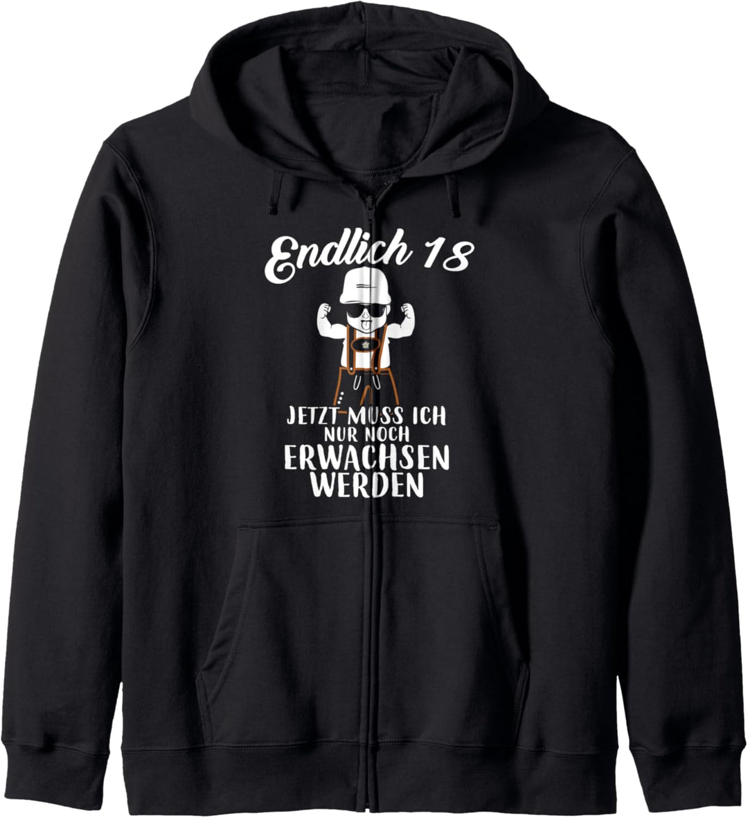Endlich 18 Geschenk 18. Geburtstag Lausbube in Lederhose Kapuzenjacke