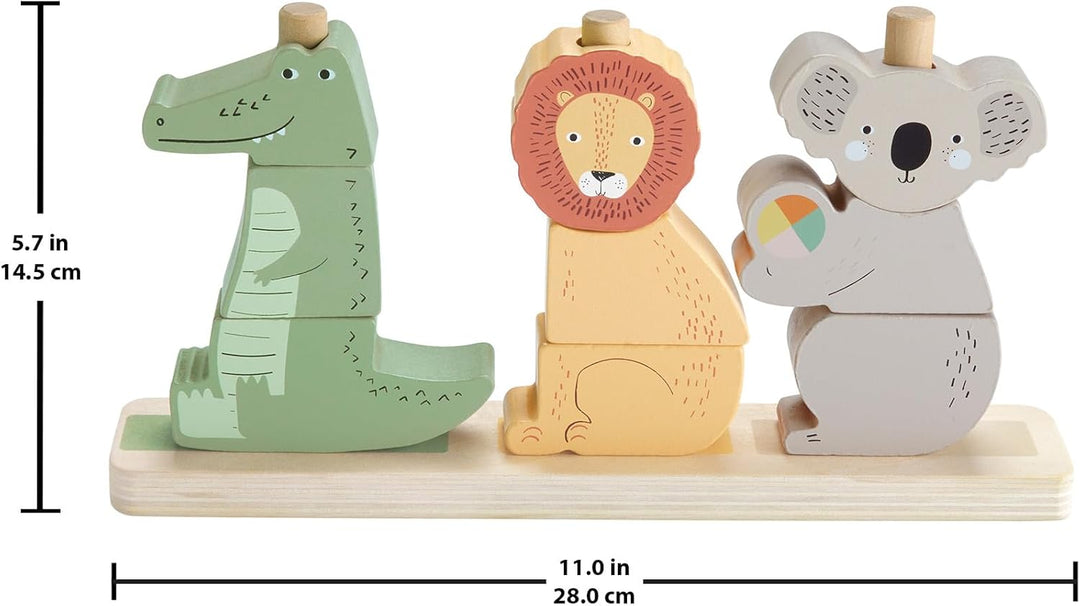 Fisher-Price Baby und Kleinkinder Stapel- und Sortiert-Tierwelt aus Holz, 10 Holzteile für die spiel