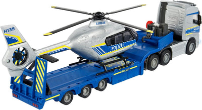 Majorette - Volvo Polizei-Transporter FH-16 (35 cm) – LKW mit Auflieger und Airbus Hubschrauber (25,