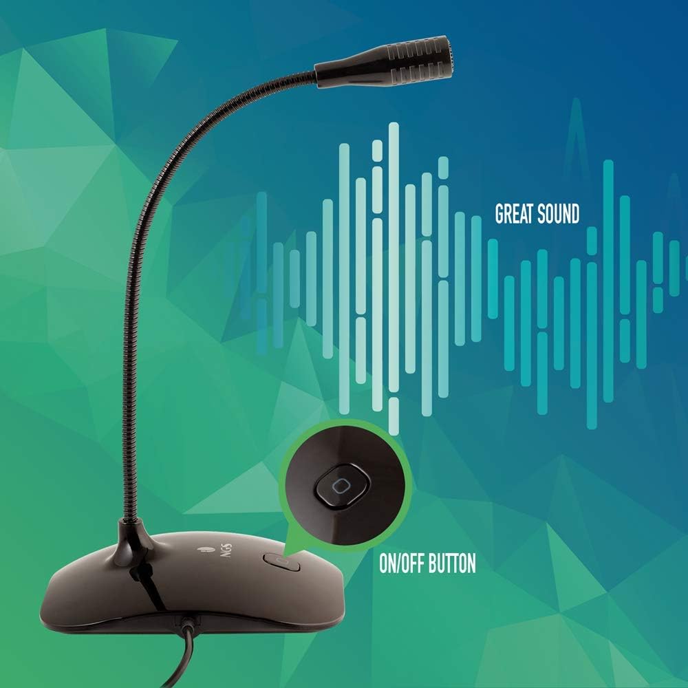 NGS MS115 - Tischmikrofon mit Einstellbarem Neigungswinkel und Mute-Taste für Computer/PC, Verbindun