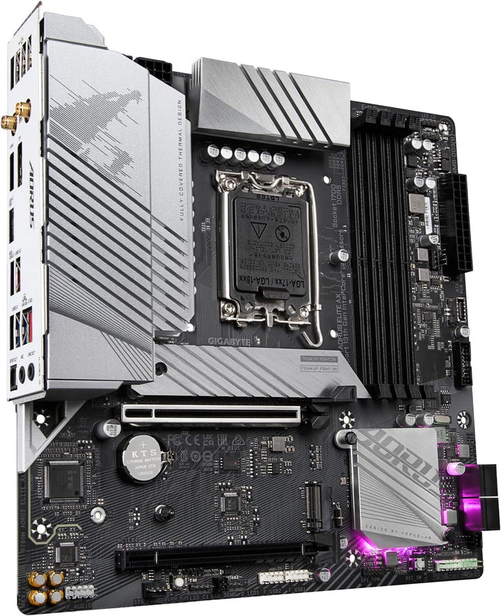 GIGABYTE B760M AORUS ELITE AX Mainboard - Unterstützt Intel Core Prozessoren der 14. Generation, 12*
