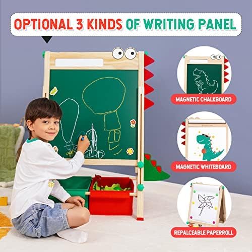 Kinder Staffelei mit Papierrolle Malen Doppelseitiges Whiteboard und Kreidetafel, Tafel Kinder mit Z