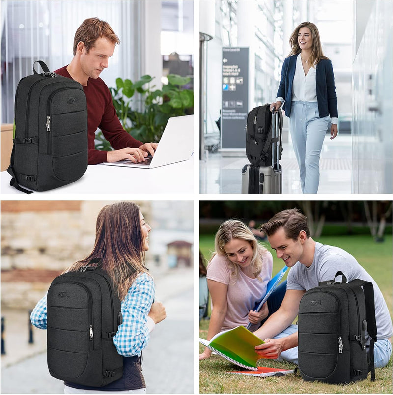 AMBOR Laptop Rucksack Herren, 17,3 Zoll Business Wasserdichter Rucksack Tasche mit USB Port&Schloss