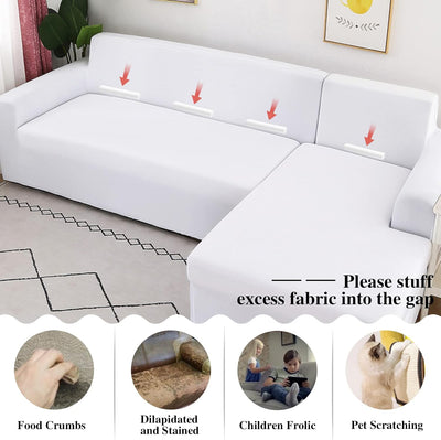 Jaotto Sofa Überwürfe Sofabezug Elastische Spandex Stretch Sofabezüge Couchbezug für L-Form Sofa Uni