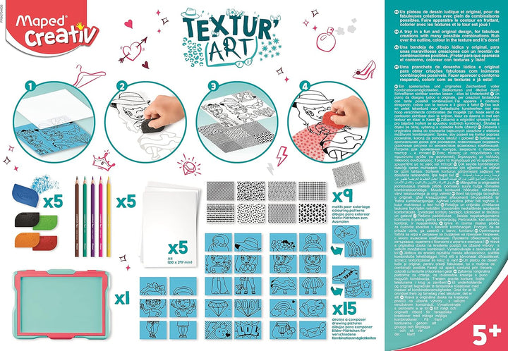 MAPED Creativ – Textur'Art Fashion – Malen durch Schrubben – Zeichentablett – Kreative Freizeitbesch