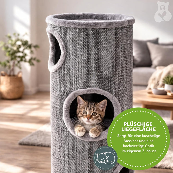 nanook Kratztonne Kratzbaum Condo mit Spielball, Sisal Plüsch, grau 100 cm Grösse XL: 100 cm Grau, G