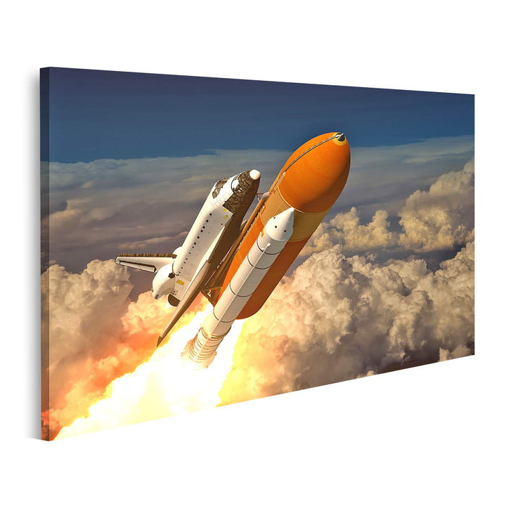 islandburner Bild auf Leinwand Space Shuttle In Den Wolken 3D Szene Bilder Wandbilder Poster Leinwan