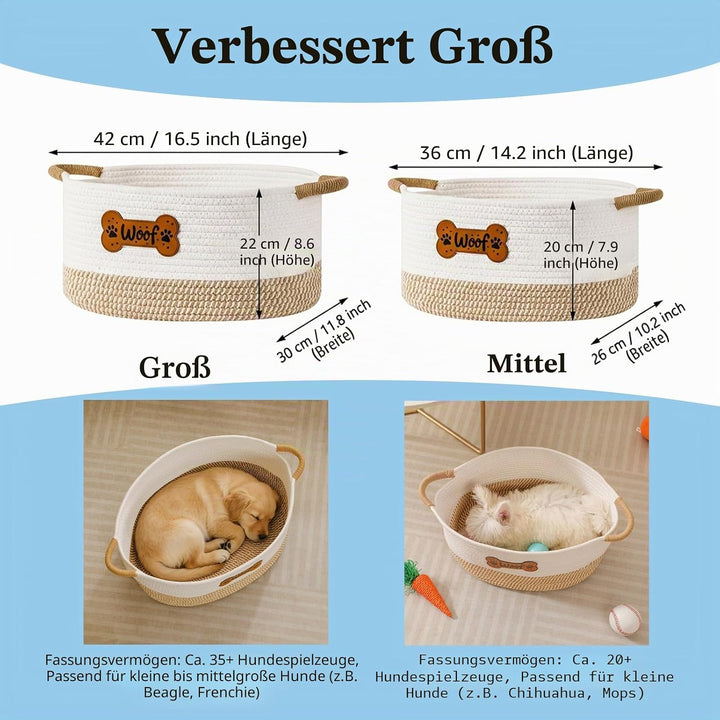 Grosser Spielzeugkorb für Hunde, Spielzeugbox, Organizer-Körbe, gewebtes Baumwollseil, Spielzeugkorb