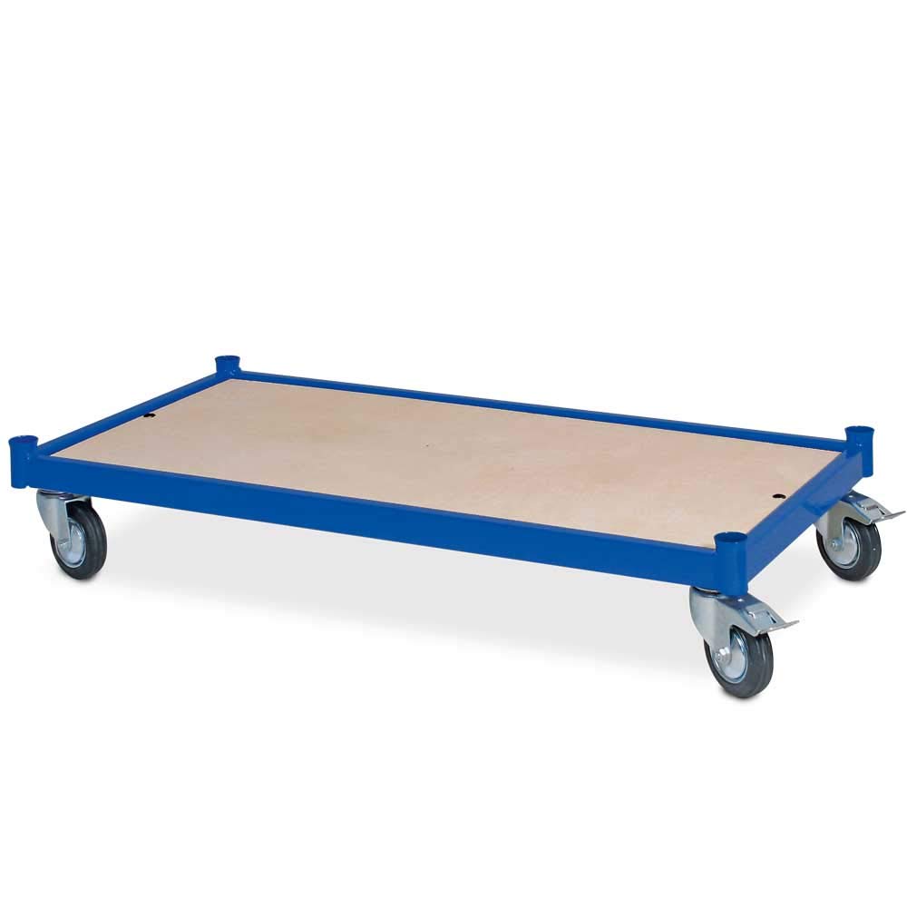 Plattformwagen, LxBxH 1000x500x180 mm, 250 kg Tragkraft, 4 Lenkrollen, 2 mit Feststellbremsen