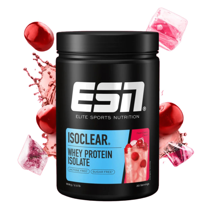 ESN ISOCLEAR Whey Isolate Protein Pulver, Fresh Cherry, 908 g, Proteinlimo mit fruchtig leckerem Ges