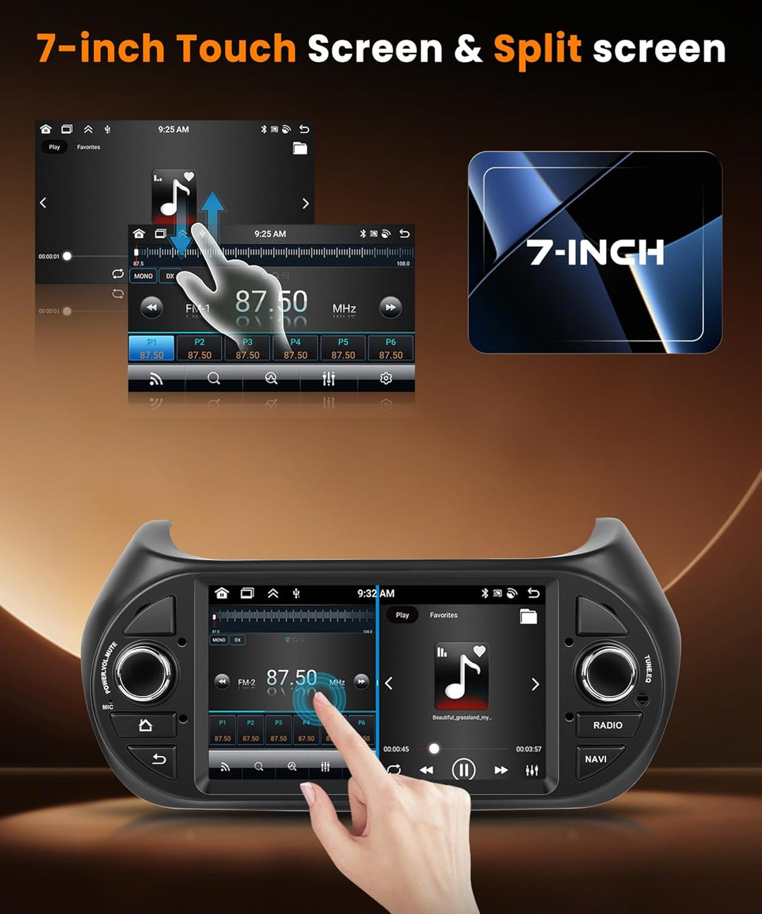 8 Kern 4G+64G Autoradio Android 15 für FIAT Fiorino/Qubo/Peugeot Bipper/Citroen Nemo, 7 Zoll HD IPS