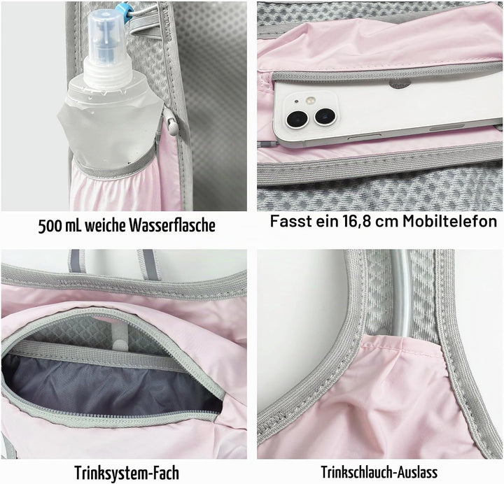 DNFUN Laufweste Damen Herren,verstellbare Trinkweste mit 1.5L Trinkflasche,5L Running Vest Trinkruck