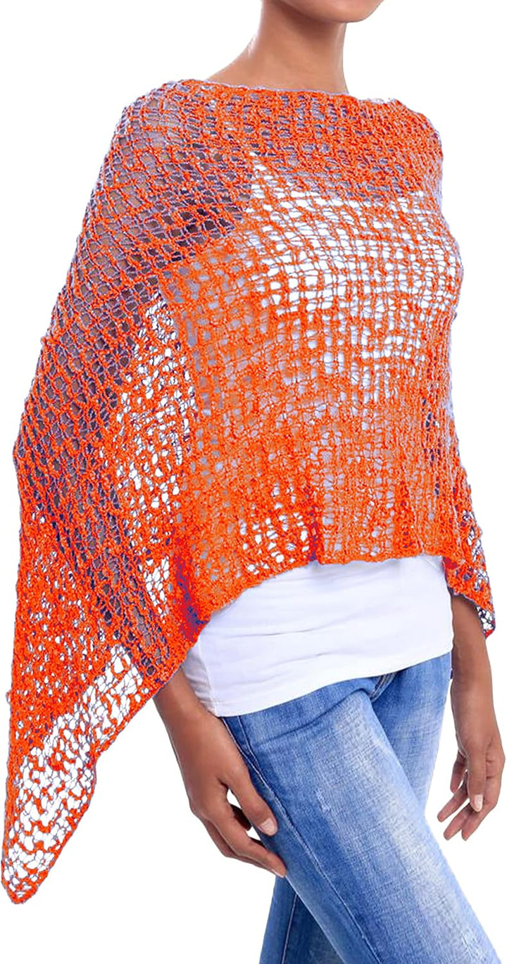 JOPHY & CO. Damen-Poncho aus Netzstoff, Strickoptik, schulterfrei, für Sommer und Frühling, leicht u