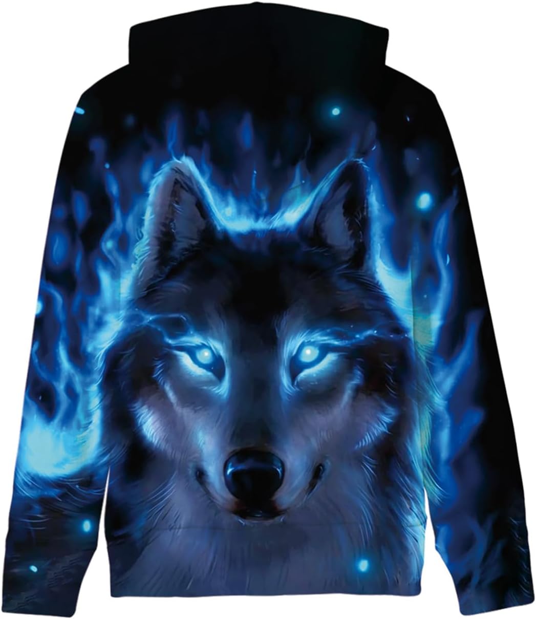 Fanient Pullover Jungen Mädchen 3D Print Fleece Hoodie Kinder Hooded Sweatshirt with Kangaroo Pocket