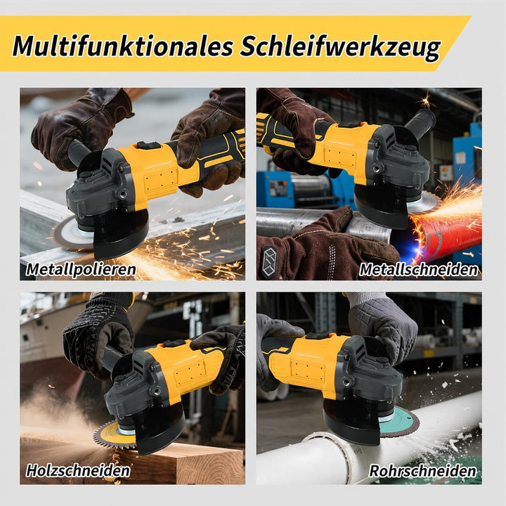 Akku Winkelschleifer für Dewalt 18V, 125 mm 7800U/min Bürstenloser Profi-Schleifer, Akku-Schleifer m