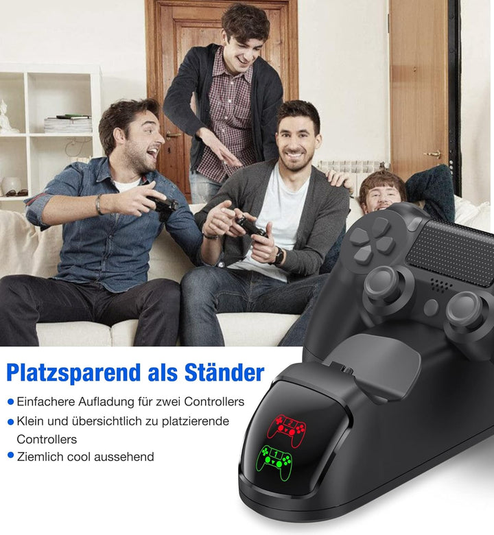 HELLCOOL Ladestation für PS4 Controller, Ladestation mit 2Std Schnelllade/LED Anzeige für Playstatio