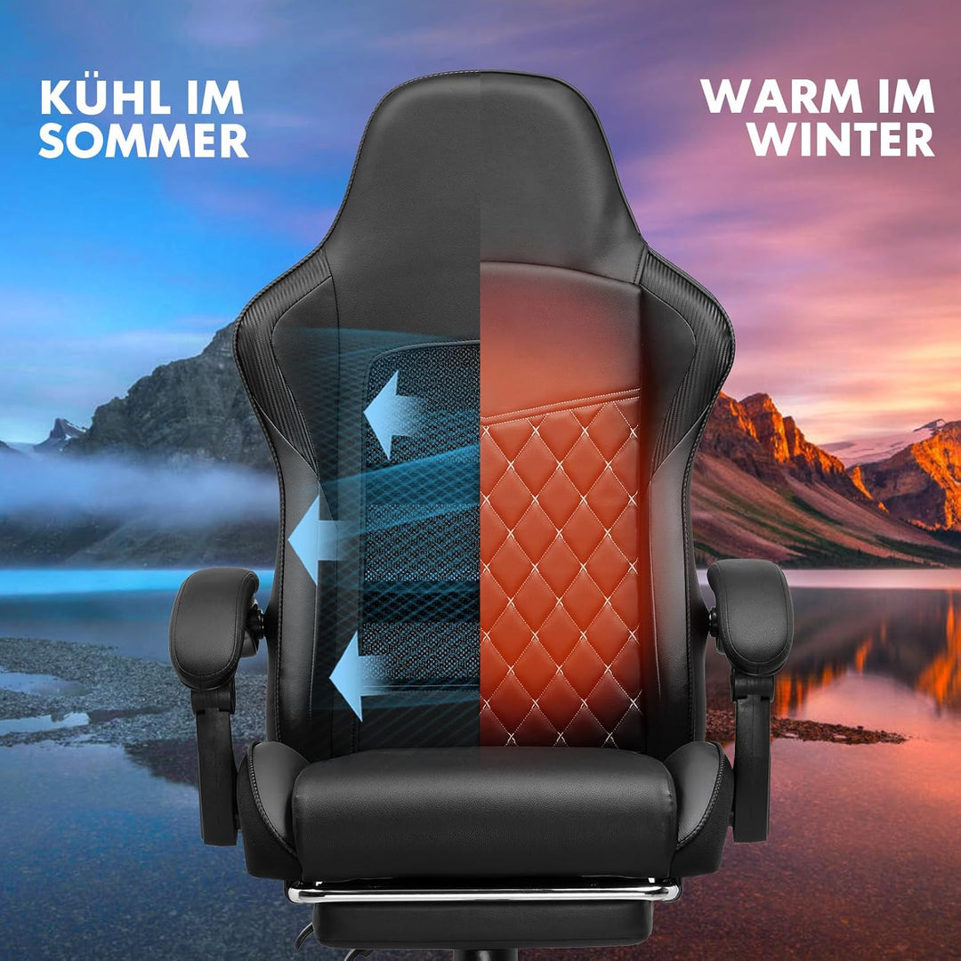 GTPLAYER Gaming Stuhl, Gaming Chair, Ergonomischer Höhenverstellbarer Bürostuhl, Zweckmässig für Win