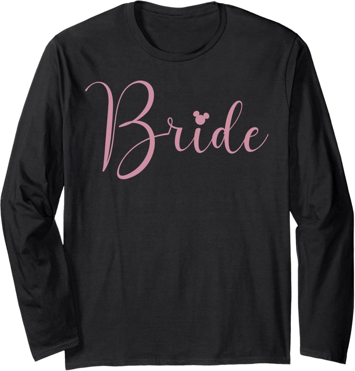 Disney Mickey Mouse Bride Cursive Pink Text Logo Langarmshirt