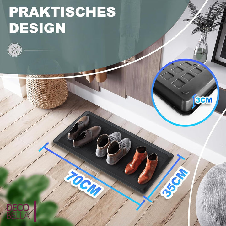 DECOBELLA Schuhabtropfschale 3 Stück | Schuhtablett Grau | Schuhablage, für Ihre schmutzigen Schuhe