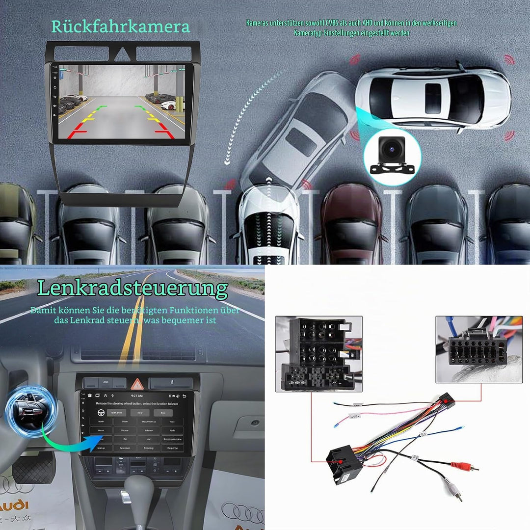 8 Core 4G+64G Autoradio für Audi A6 C5 1997-2004 S6 1999-2004 RS6 2002-2006,Hodozzy 9 Zoll IPS Touch