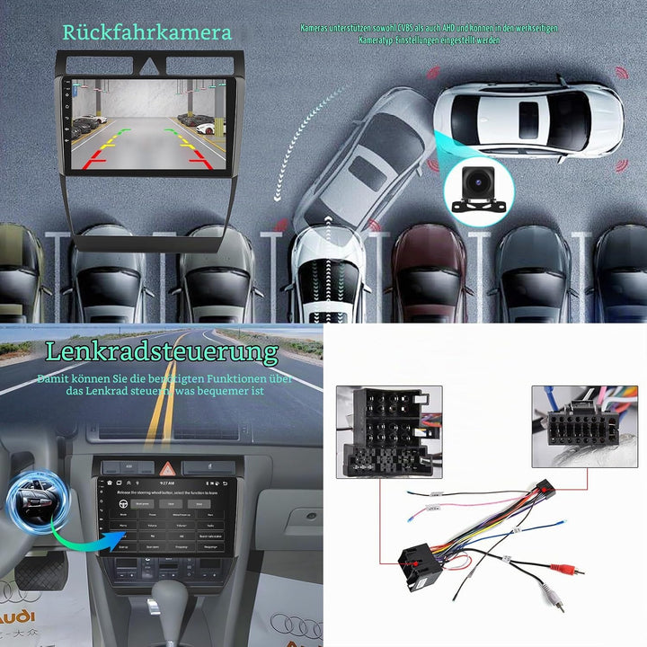 8 Core 4G+64G Autoradio für Audi A6 C5 1997-2004 S6 1999-2004 RS6 2002-2006,Hodozzy 9 Zoll IPS Touch