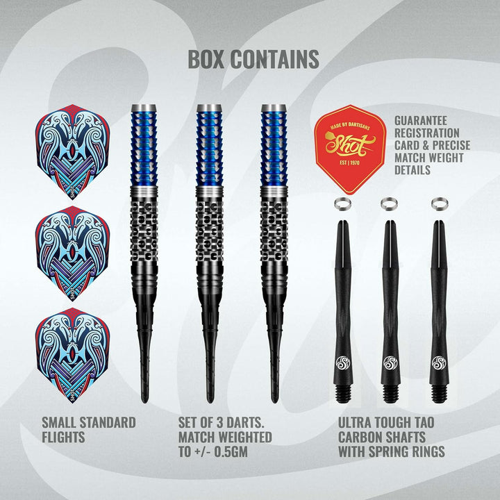 Shot Soft Darts Boris Koltsov Viking Raven 90% Tungsten Softtip Darts Softdart Dartpfeile (18 Gramm)