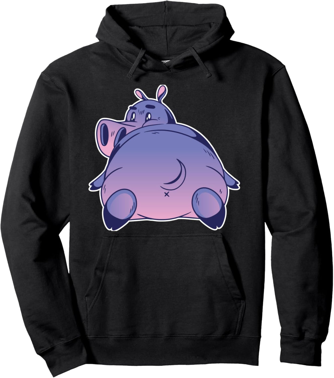Lustiges Tier Design mit einem Cartoon Nilpferd Pullover Hoodie