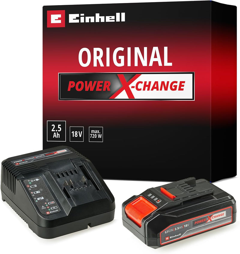 Original Einhell Starter Kit 2,5 Ah Akku und Ladegerät Power X-Change (Li-Ion, 18 V, 50 min Ladezeit