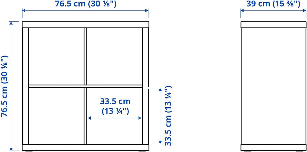 IKEA Kallax Regal, Eichenoptik, gebeizt, Weiss, 77 x 39 x 77 cm, 4 Einlegeböden