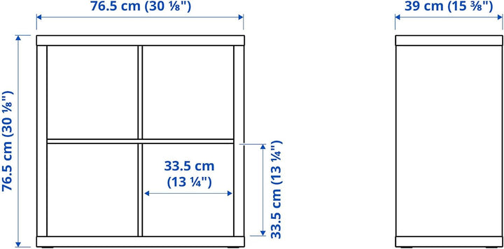 IKEA Kallax Regal, Eichenoptik, gebeizt, Weiss, 77 x 39 x 77 cm, 4 Einlegeböden