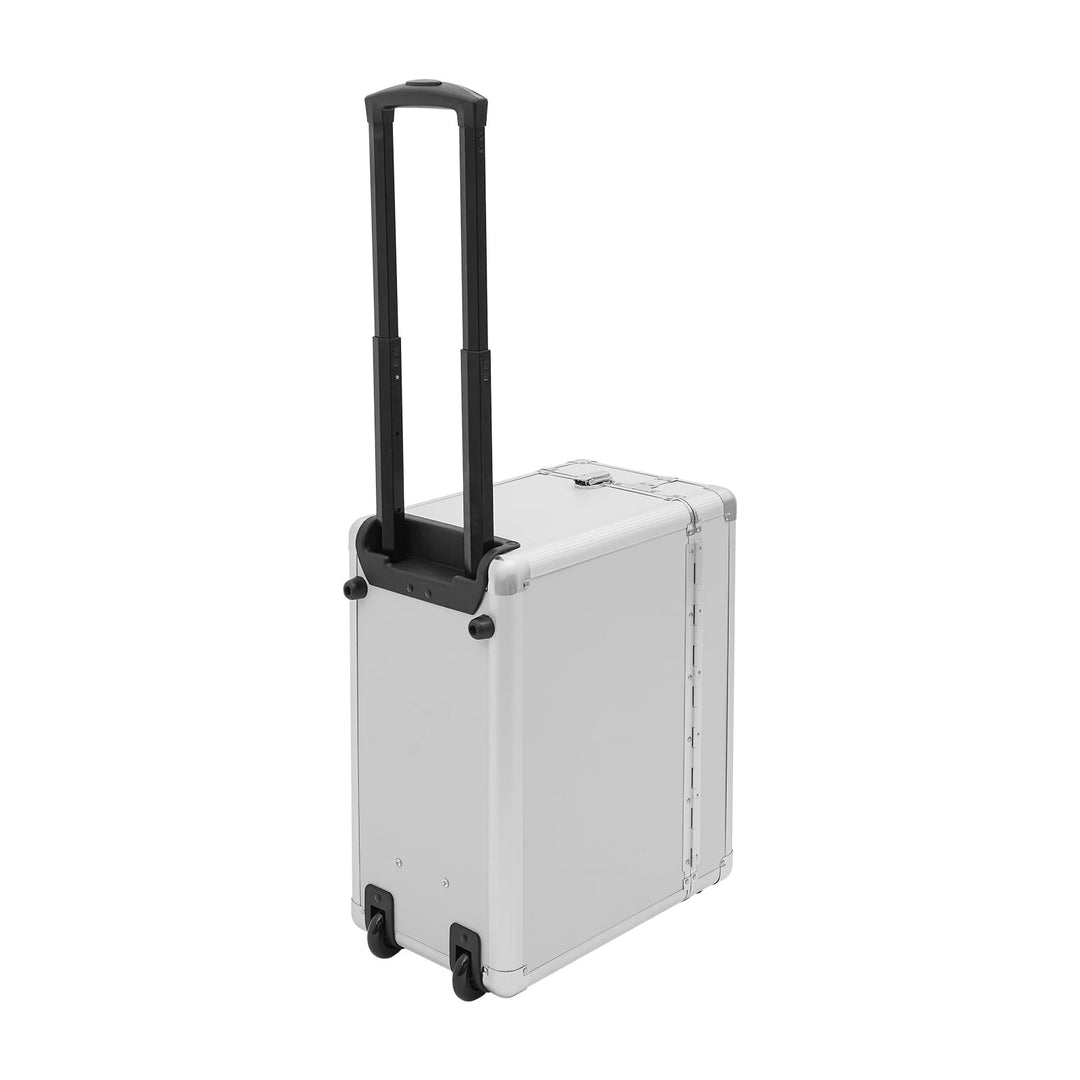 Aktenkoffer mit Rollen,Trolley aus Aluminium mit Teleskopstange und Schloss, Pilotenkoffer Businessk