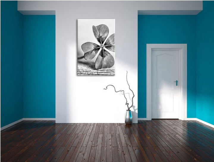 Pixxprint Glücks Kleeblatt mit 4 Blättern als Leinwandbild/Grösse: 100x70 / Wandbild/Kunstdruck/fert