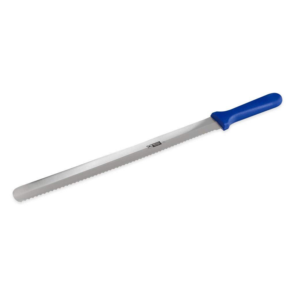 thermohauser Bäckermesser (Stahl, rostfrei), beidseitiger Wellen-und Flachschliff, mit blauem Kunsts